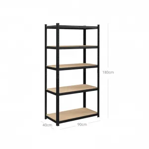 SONGMICS Regál s vysokou nosnosťou 180 x 90 x 40 cm čierny