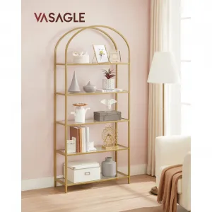 VASAGLE Priemyselný sklenený regál 83x30,2x183,5cm zlatý číry