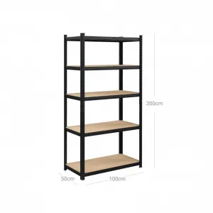 SONGMICS Regál s vysokou nosnosťou 100 x 200 x 50 cm čierna