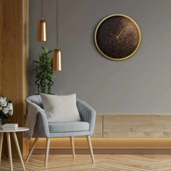 ArtFir Nástenné hodiny 20 | čierna/zlatá 60 cm