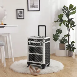 SONGMICS Kozmetický kufrík na kolieskach Trollya čierny