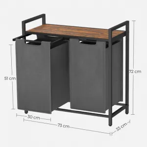 VASAGLE Kôš na bielizeň s kovovým rámom sivý