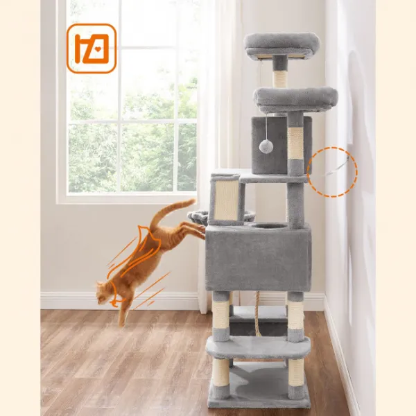SONGMICS Mačacie škrabadlo Awice 168 cm šedé