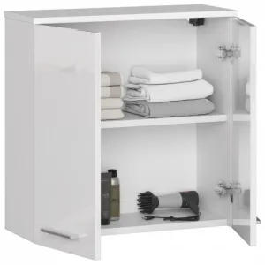 Ak furniture Závesná kúpeľňová skrinka Fin 60 cm biela lesk