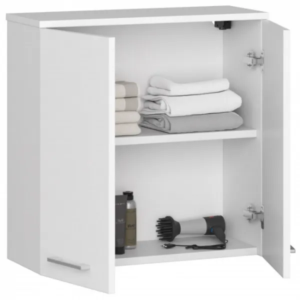 Ak furniture Závesná kúpeľňová skrinka Fin 60 cm biela