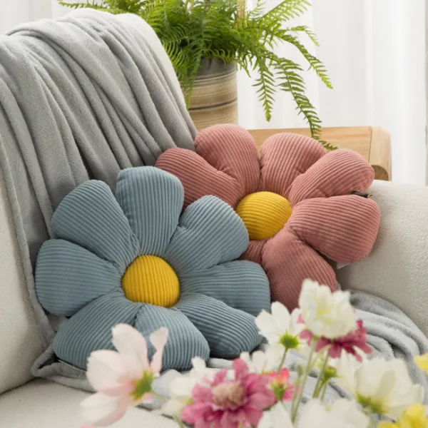 Dekoratívny vankúš FLOWER 40 modrý / žltý