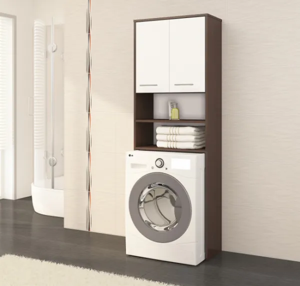 Ak furniture Kúpeľňová skrinka nad práčkou Fin wenge/biela