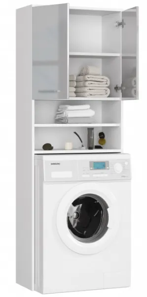 Ak furniture Kúpeľňová skrinka nad práčku Fin biela/strieborná lesk
