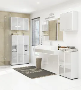 Ak furniture Kúpeľňová skrinka Fin biela/strieborný lesk