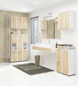 Kúpeľňová skrinka W 60 cm FIN 2D biela / sonoma