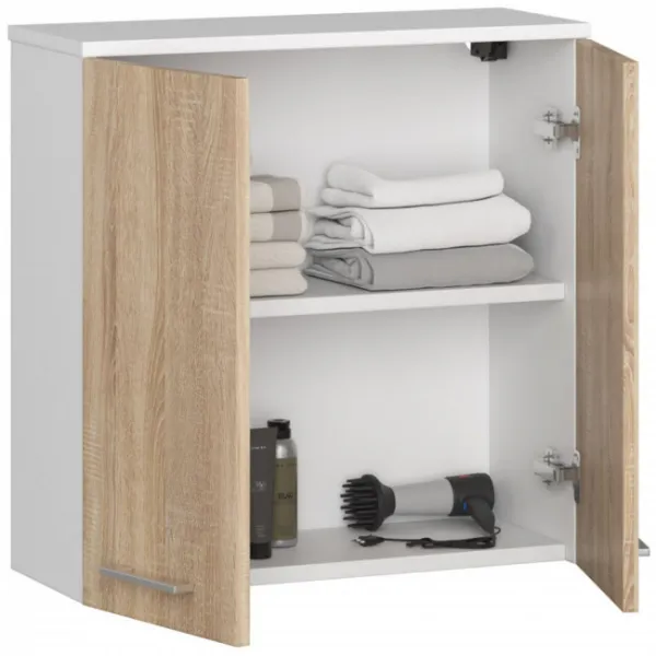 Kúpeľňová skrinka W 60 cm FIN 2D biela / sonoma