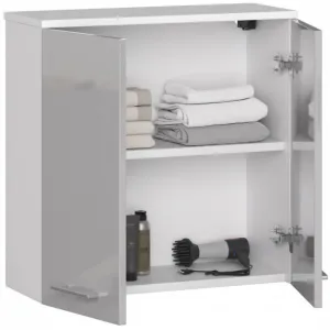 Ak furniture Závesná kúpeľňová skrinka Fin 60 cm biela/strieborný lesk