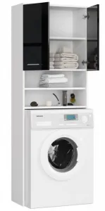 Ak furniture Kúpeľňová skrinka nad práčku Fin biela/čierna lesk