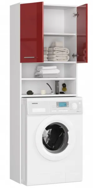 Ak furniture Kúpeľňová skrinka nad práčku Fin biela/červená lesk
