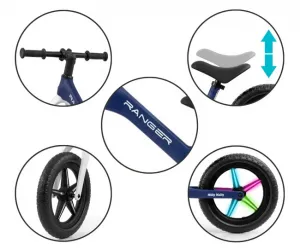 Detský balančný bicykel Milly Mally Ranger Flash Navy