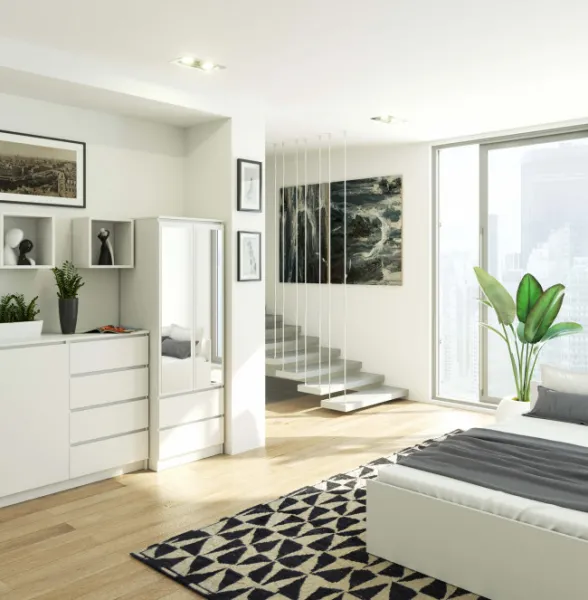 Ak furniture Šatníková skriňa Star so zrkadlom 60 cm biela