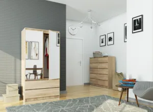 Ak furniture Šatníková skriňa Star so zrkadlom 90 cm dub sonoma