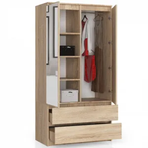 Ak furniture Šatníková skriňa Star so zrkadlom 90 cm dub sonoma