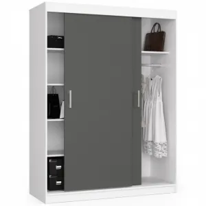 Ak furniture Šatníková skriňa posuvná 150 cm CLP biela/grafit