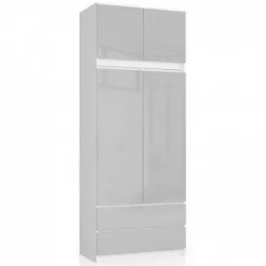 Ak furniture Nadstavec na skrinku Star 90 cm biely/strieborný lesk