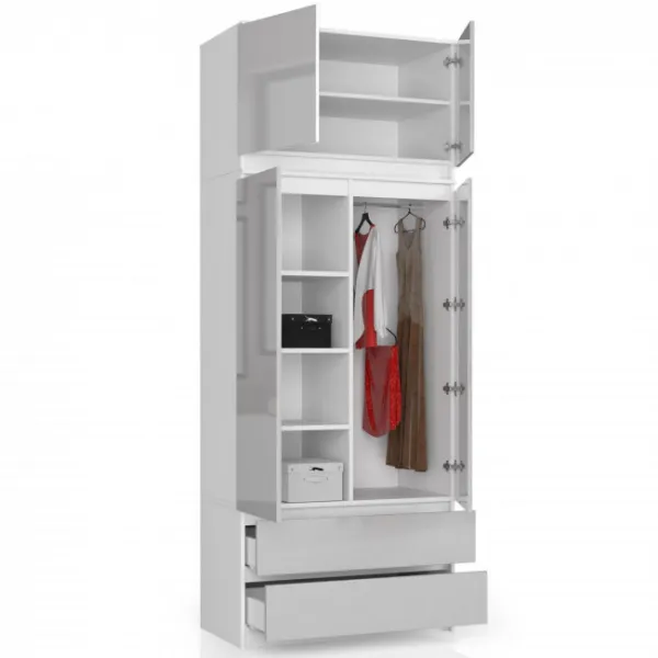 Ak furniture Nadstavec na skrinku Star 90 cm biely/strieborný lesk