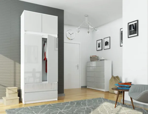 Ak furniture Nadstavec na skrinku Star 90 cm biely/strieborný lesk