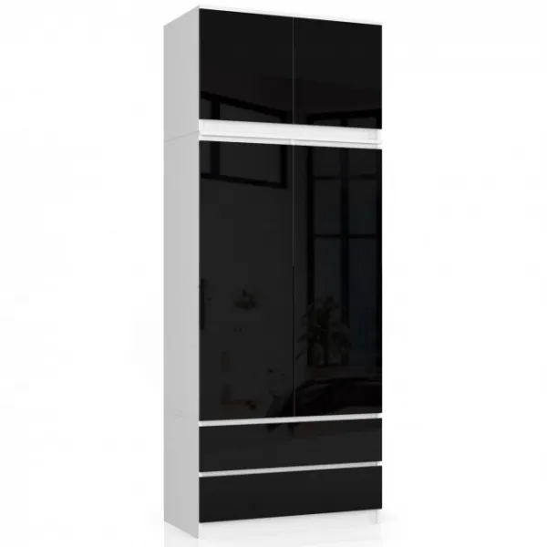 Ak furniture Nadstavec na skrinku Star 90 cm biely/čierny lesk