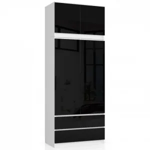 Ak furniture Nadstavec na skrinku Star 90 cm biely/čierny lesk