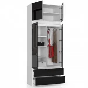 Ak furniture Nadstavec na skrinku Star 90 cm biely/čierny lesk