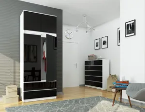 Ak furniture Nadstavec na skrinku Star 90 cm biely/čierny lesk