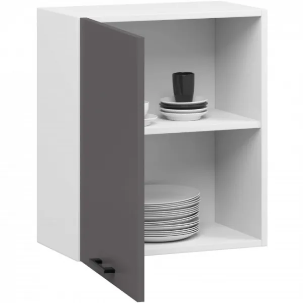 Ak furniture Závěsná kuchyňská skříňka OLIVIE 50x58 cm matná bílá/matná grafitově šedá