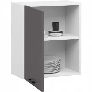 Ak furniture Závěsná kuchyňská skříňka OLIVIE 50x58 cm matná bílá/matná grafitově šedá