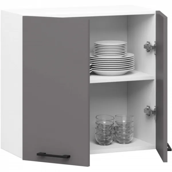Ak furniture Závěsná kuchyňská skříňka OLIVIE 60x58 cm 01 matná bílá/matná grafitově šedá