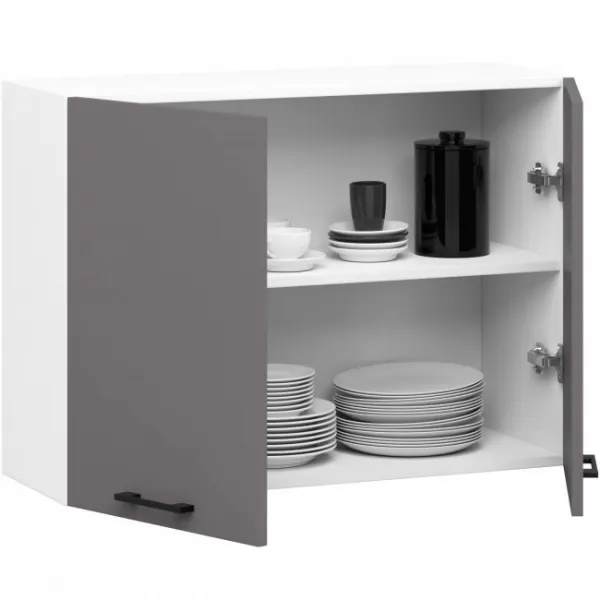 Ak furniture Závěsná kuchyňská skříňka OLIVIE 80x58 cm 01 matná bílá/matná grafitově šedá