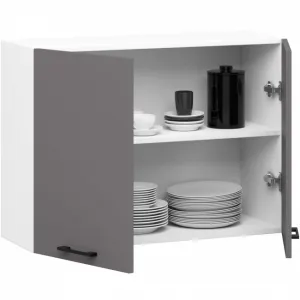 Ak furniture Závěsná kuchyňská skříňka OLIVIE 80x58 cm 01 matná bílá/matná grafitově šedá