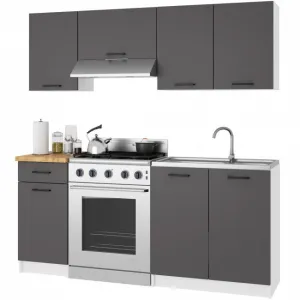 Ak furniture Kuchyňská skříňka OLIVIE II 40x85 cm matná bílá/matná grafitově šedá/dub přírodní