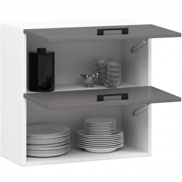 Ak furniture Závěsná kuchyňská skříňka OLIVIE 60x58 cm 02 matná bílá/matná grafitově šedá
