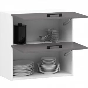 Ak furniture Závěsná kuchyňská skříňka OLIVIE 60x58 cm 02 matná bílá/matná grafitově šedá