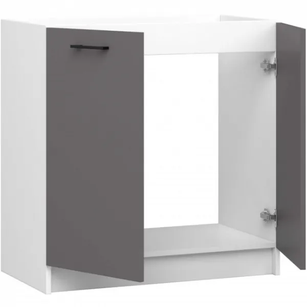 Ak furniture Kuchyňská skříňka pod dřez OLIVIE 80x82 cm matná bílá/matná grafitově šedá