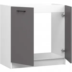 Ak furniture Kuchyňská skříňka pod dřez OLIVIE 80x82 cm matná bílá/matná grafitově šedá