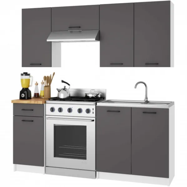 Ak furniture Kuchyňská skříňka pod dřez OLIVIE 80x82 cm matná bílá/matná grafitově šedá