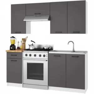 Ak furniture Kuchyňská skříňka pod dřez OLIVIE 80x82 cm matná bílá/matná grafitově šedá