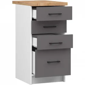 Ak furniture Kuchyňská skříňka OLIVIE II 40x85 cm matná bílá/matná grafitově šedá/dub přírodní