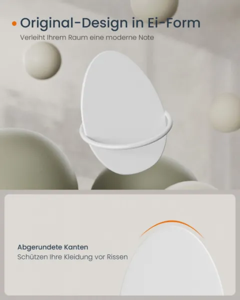 SONGMICS Sada 4 nástenných háčikov OVAL modern biely