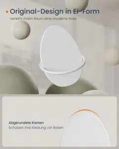SONGMICS Sada 4 nástenných háčikov OVAL modern biely