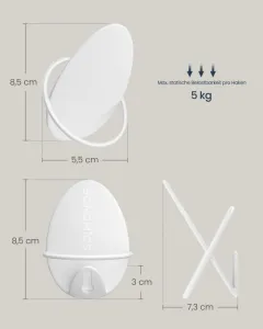 SONGMICS Sada 4 nástenných háčikov OVAL modern biely