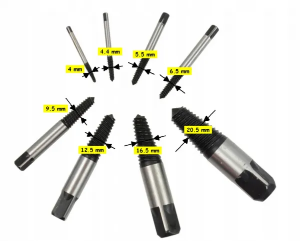 Geko Vyťahovač zalomených skrutiek 8ks