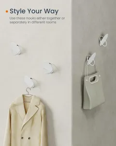 SONGMICS Sada 4 nástenných háčikov OVAL modern biely