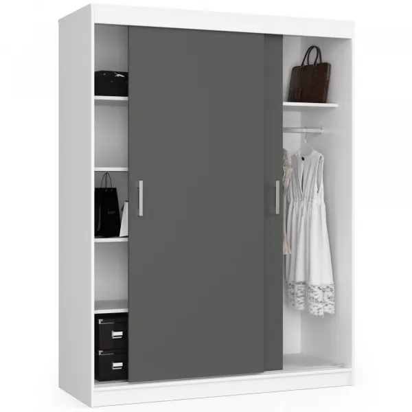Ak furniture Šatníková skriňa posuvná 150 cm CLP biela/grafit
