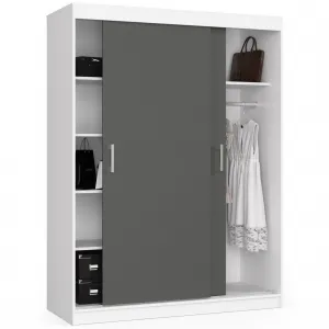 Ak furniture Šatníková skriňa posuvná 150 cm CLP biela/grafit